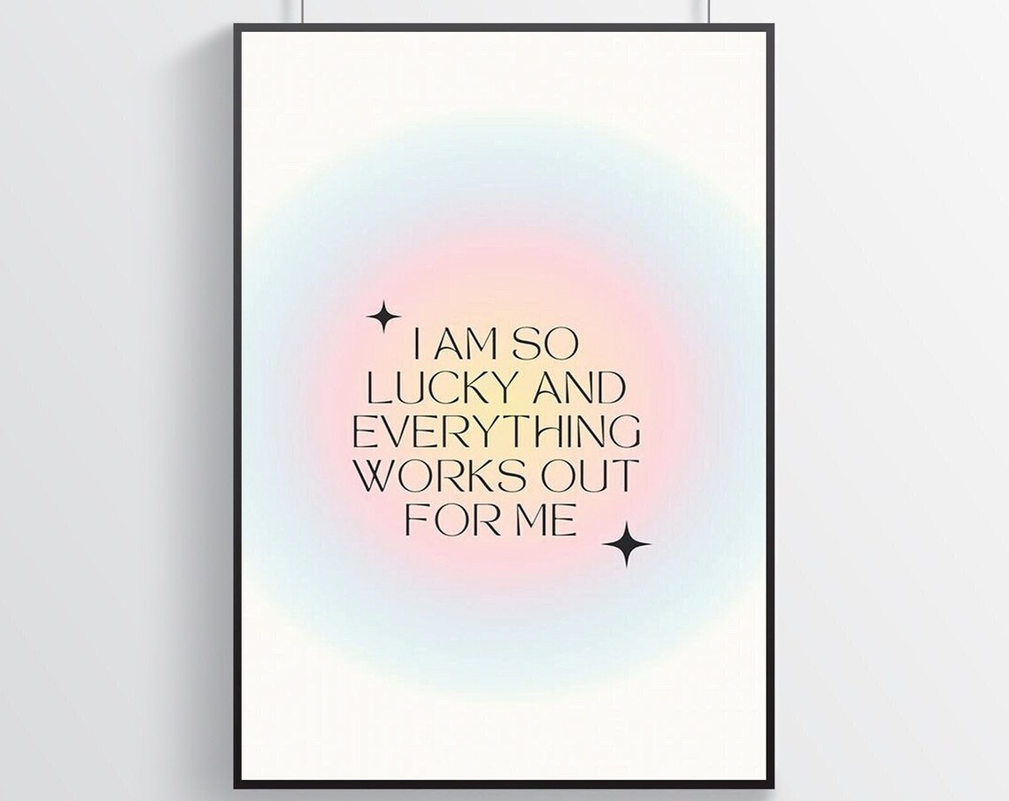 I Am So Lucky Daily Affirmation Pastel Aura Manifestation Poster
