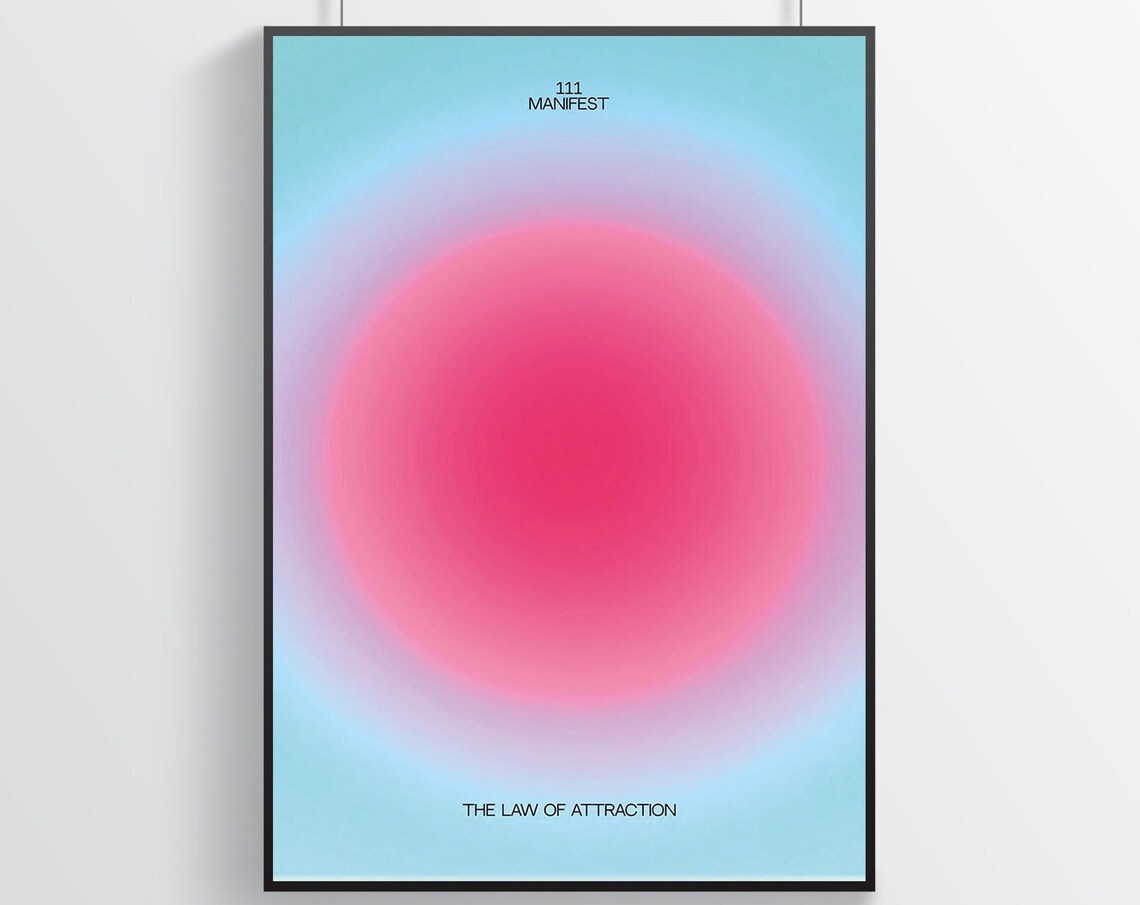 111 Manifest Angel Number Pink Aura Law Of Attraction Decor Poster