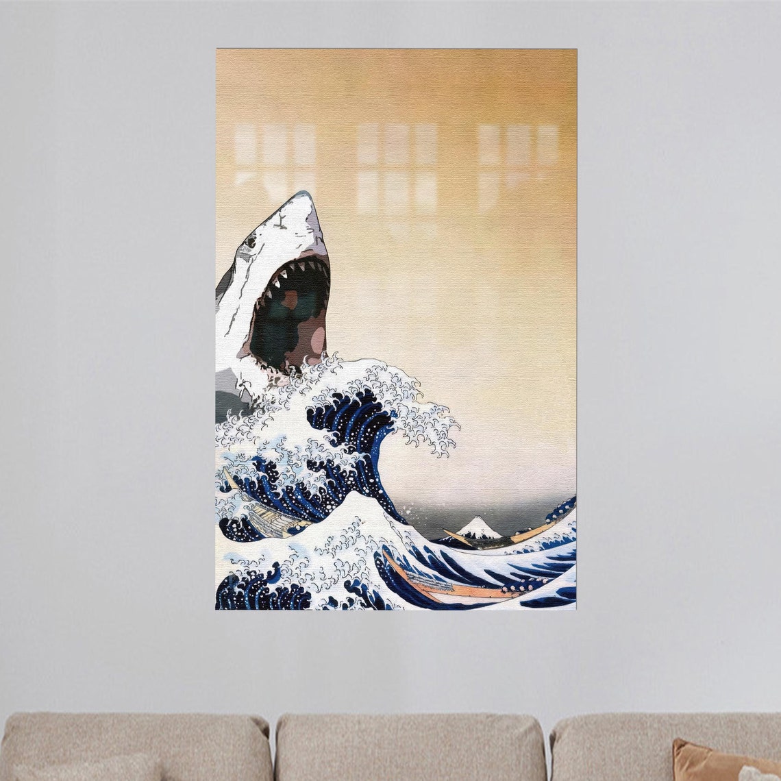 Wedding Decor Boho Wall Room Modern Glass Printing Wave Abstract Bohemian Art