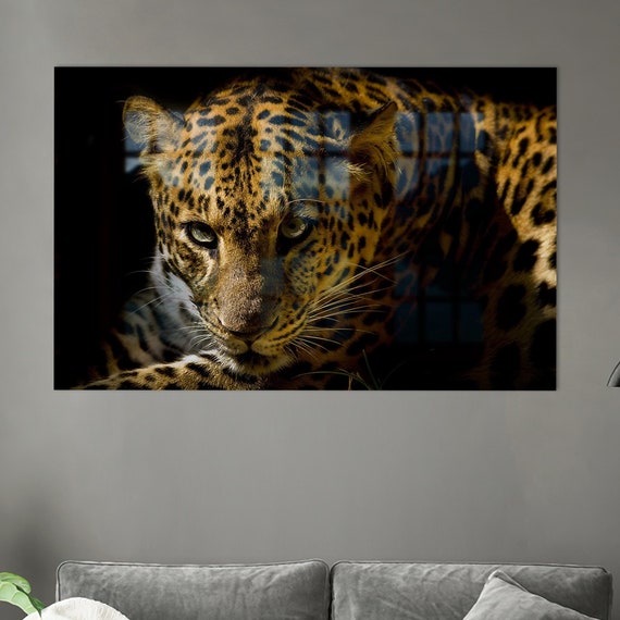 Wild Animal Glass Art Decor Leopard Wall Home Loft Tempered Wedding Gift For Couple Personalized