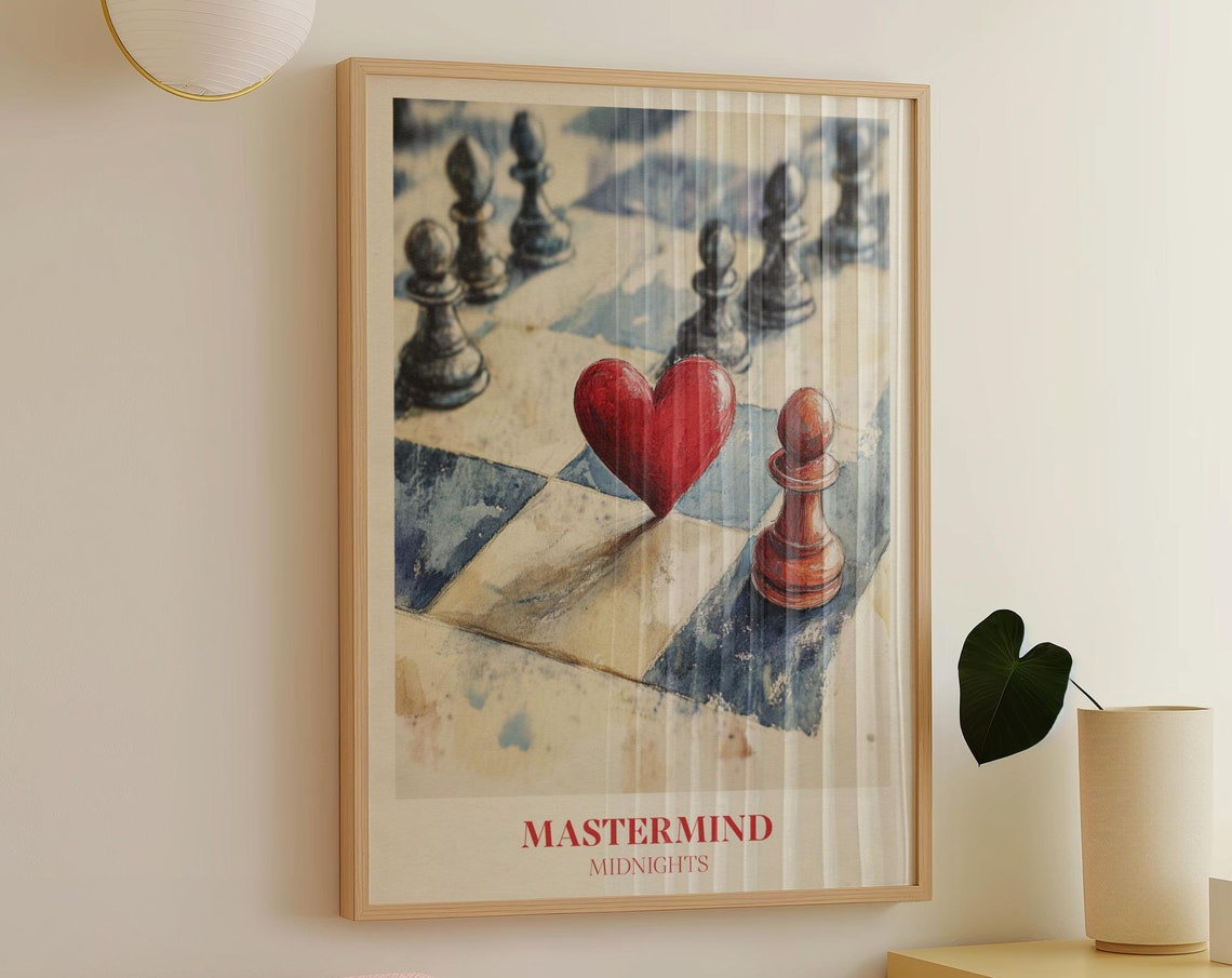 Taylor Swift Mastermind Midnights Watercolor Chess Heart Poster