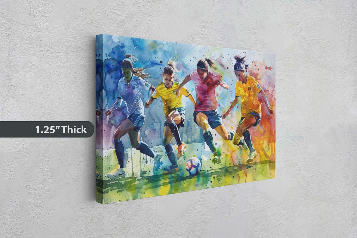 Womens Soccer Girls Soccer Colorful Sports Woman Sports Large Art Print Framed Girls Room Kids Room Athlete - Image 3