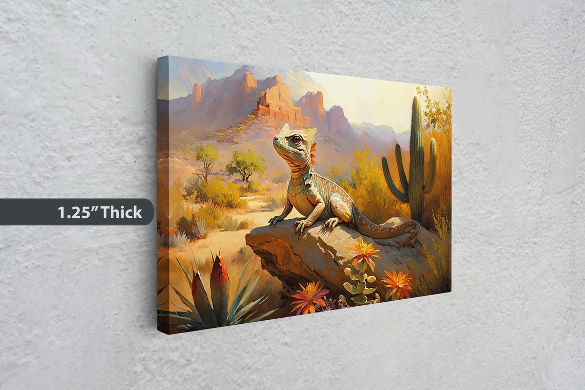 Lizard Desert Iguana Decor Reptile Print Desert Decor Southwestern Art Desert Landscape Ready To Hang - Image 3