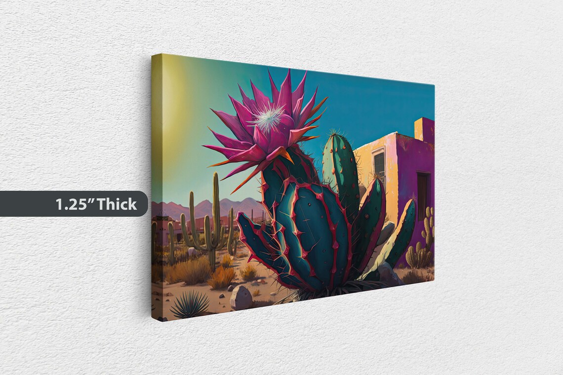 Blooming Cactus Southwest Art Print, Surreal Desert - Image 3