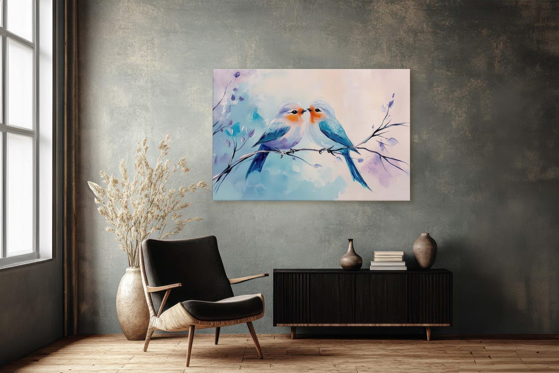 Love Birds Bird Print, Pastel Colors - Image 3