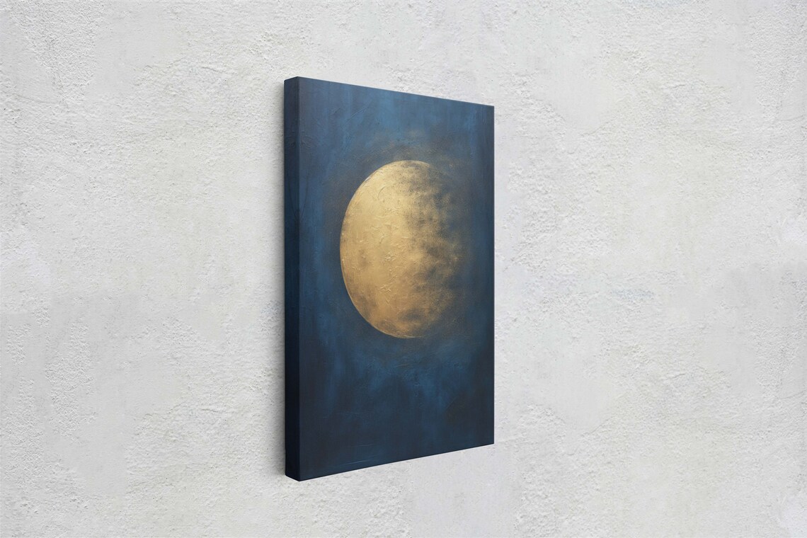 Gold Moon on Indigo Moon, Celestial Art Print - Image 2
