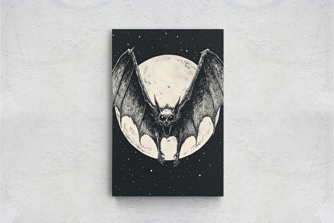 Vampire Bat Creepy Decor, Dark Academia Art Print