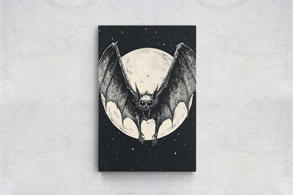 Vampire Bat Creepy Decor, Dark Academia Art Print