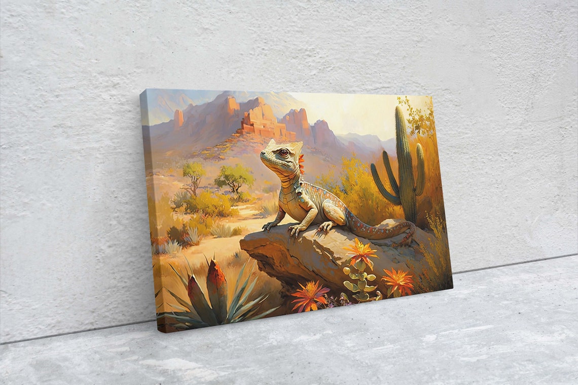 Lizard Desert Iguana Decor Reptile Print Desert Decor Southwestern Art Desert Landscape Ready To Hang - Image 2