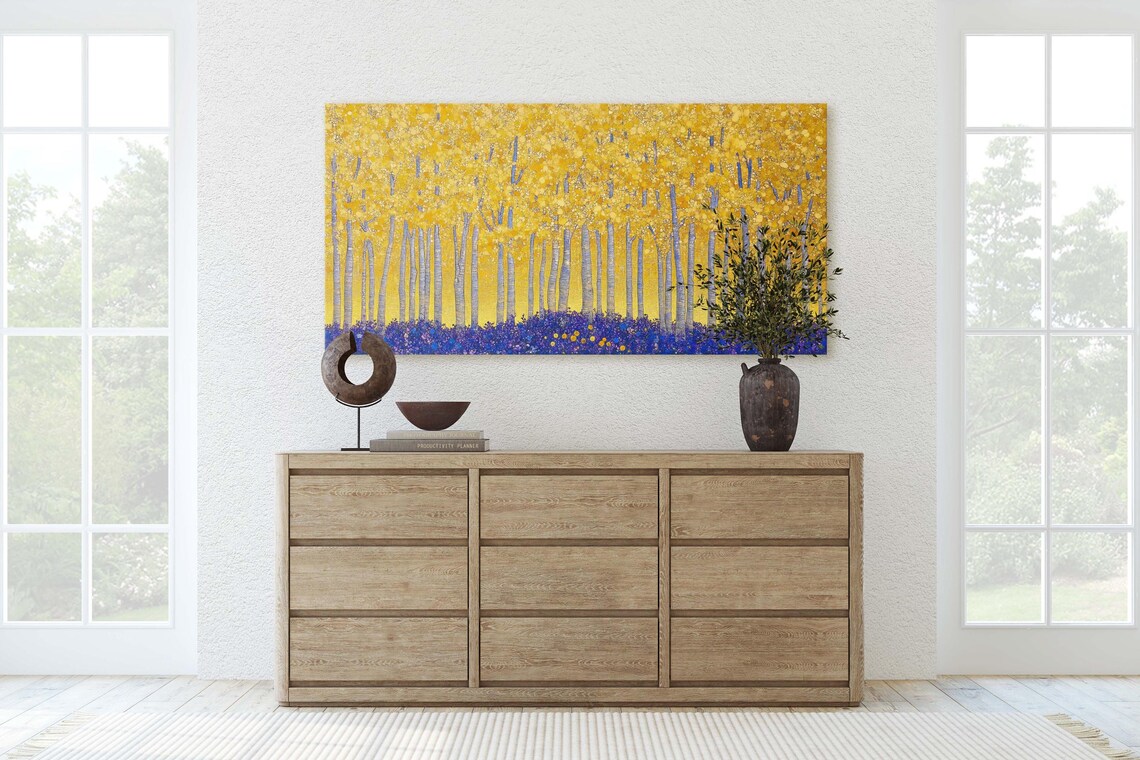 Fall Aspen, Autumn Forest Abstract Art Print - Image 2