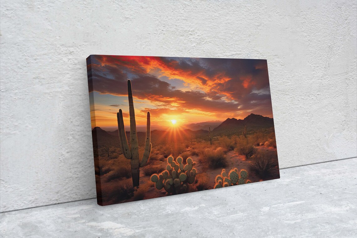 Desert Sunset, Realism Desert Landscape Art Print - Image 2
