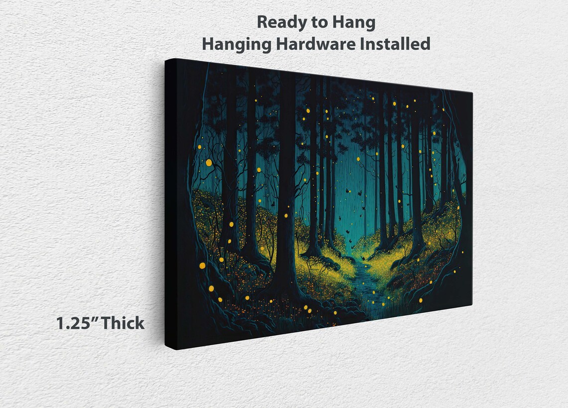 Firefly Forest Art Ready To Hang Large Print Oil Painting Ethereal Colorful Mysterious - Image 3