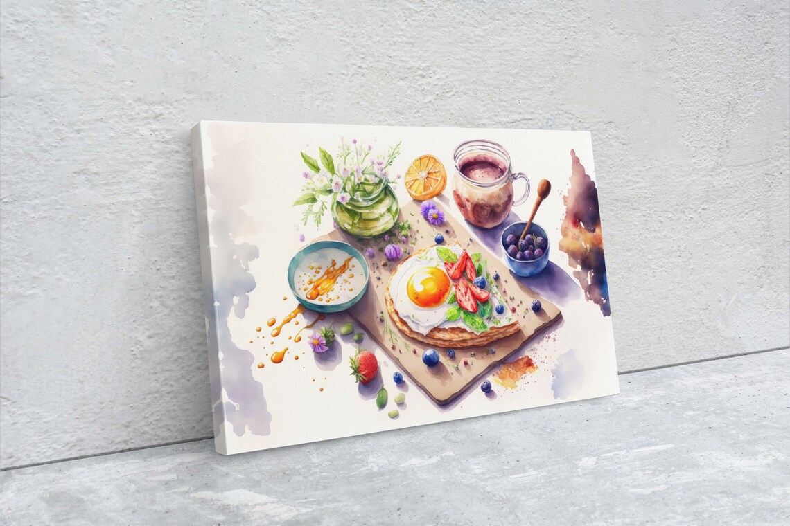 Watercolor Breakfast Art, Colorful Eggs Kitchen Art Print - Image 2