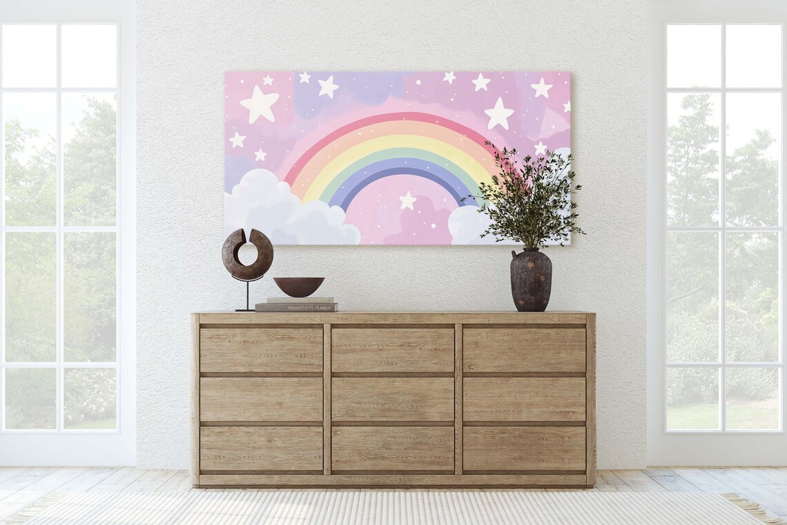 Rainbow Clouds Nursery Art, Girls Room Decor - Image 2