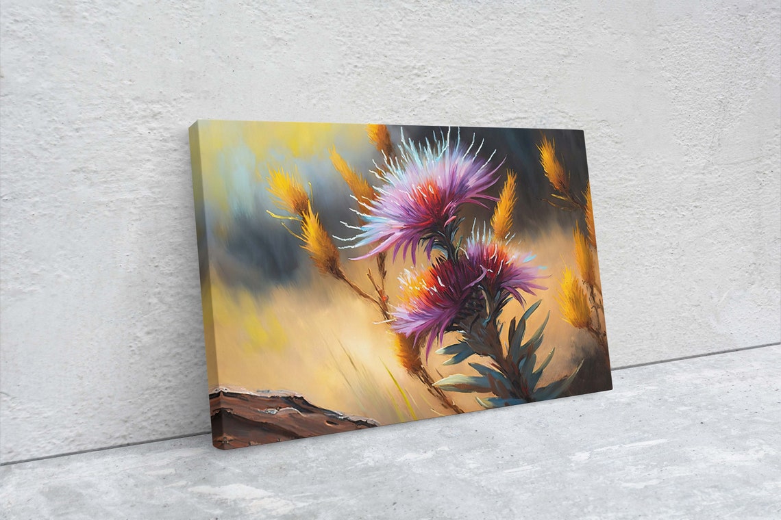 Pink Blazing Star Wildflowers Prairie Golden Grass Floral Wall Art - Image 2