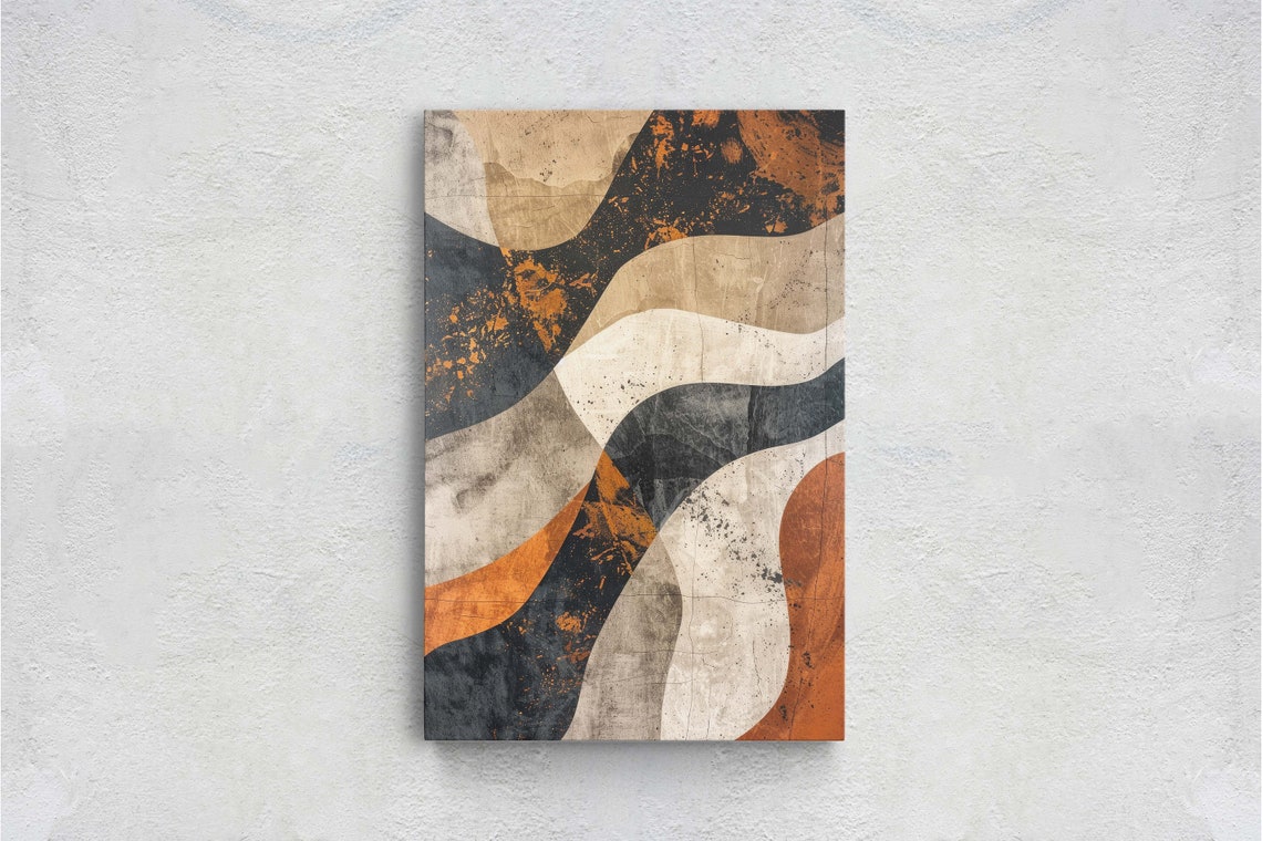 Wabi Sabi Waves Brown Earth Neutral Abstract Texture Wall Art Print - Image 2
