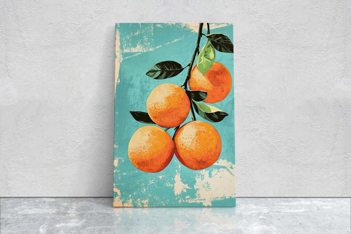 Vintage Oranges Still Life, Retro Food Art Print - Image 2