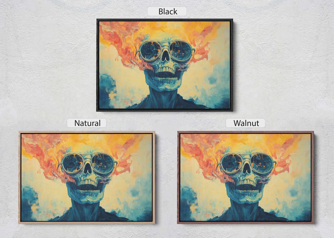 Flaming Skull With Goggles Bold Pop Art Gothic Halloween Wall Poster - Image 2
