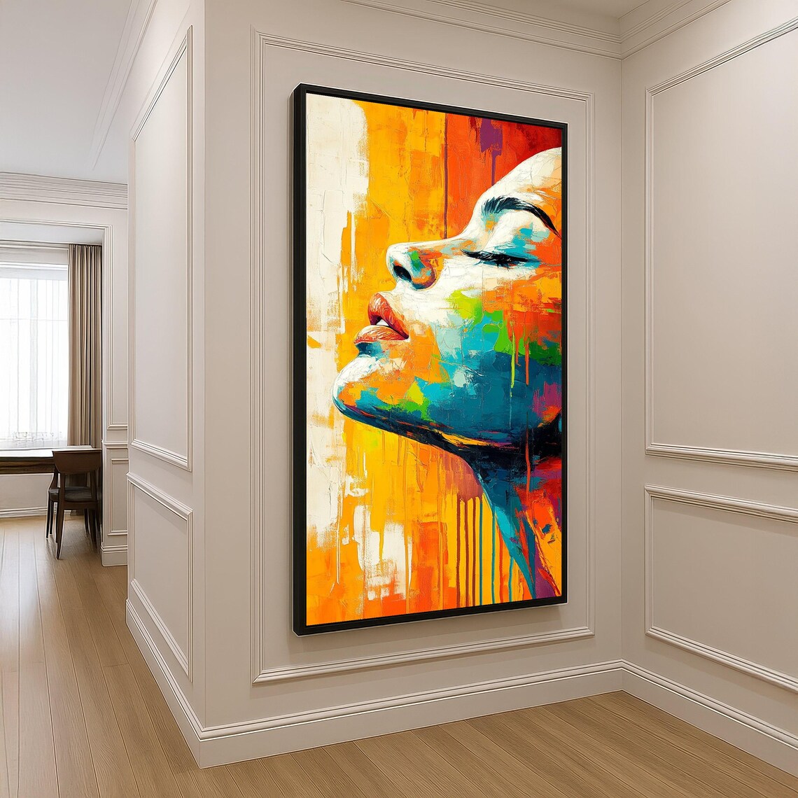 Vibrant Abstract Woman Profile Colorful Painted Face Art Poster