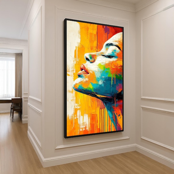 Vibrant Abstract Woman Profile Colorful Painted Face Art Poster