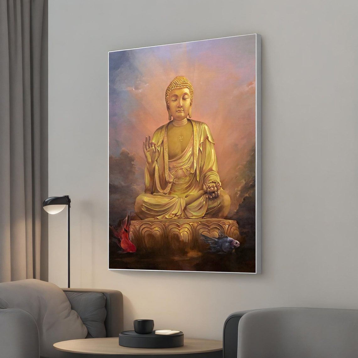 Buddha Sakyamuni Canvas Painting Contemporary Art For Meditation Wall Decor Unique Yoga