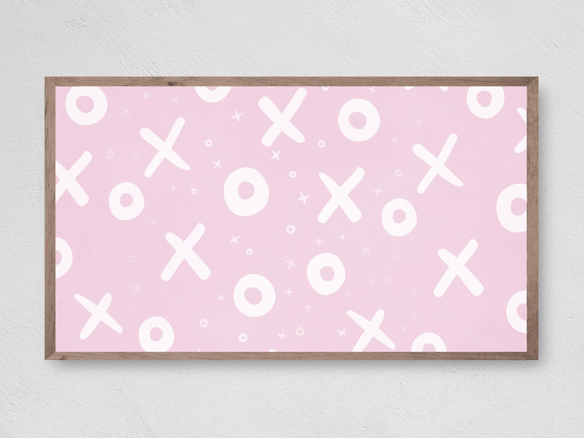 Pink White XOXO Sweet Kisses Pattern Valentine Day Cute Wall Art