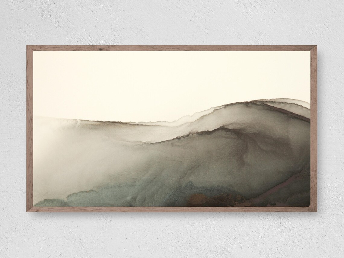 Dark Waves Watercolor Abstract Art Print