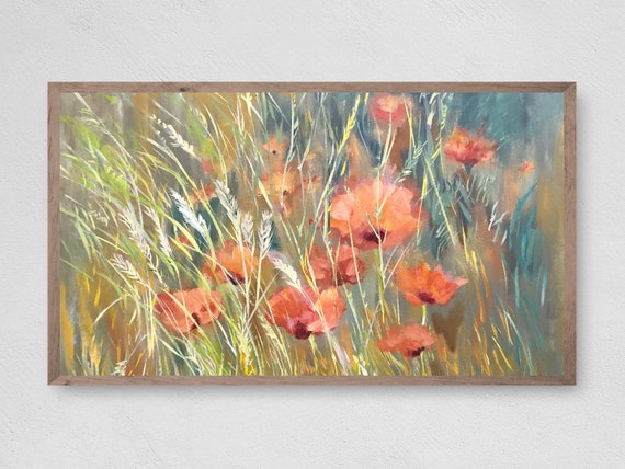 Abstract Poppy Field Painting, Floral Art Print