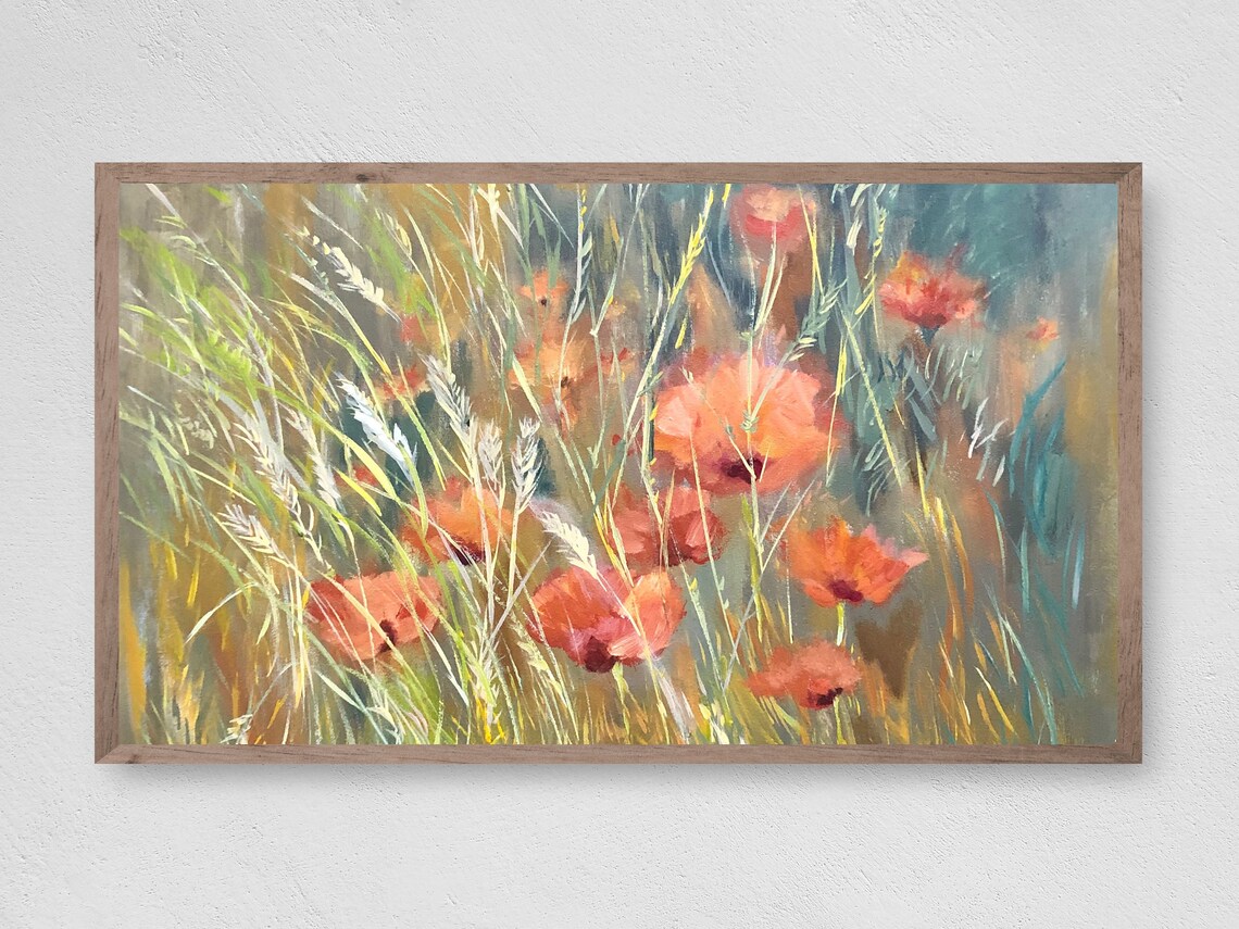 Abstract Poppy Field Painting, Floral Art Print