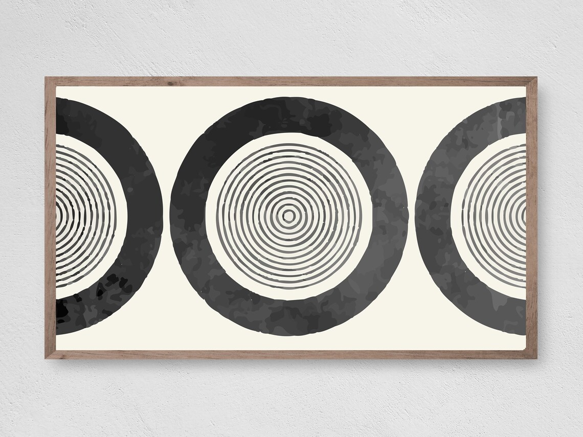 Black And White Circles Abstract Art Print