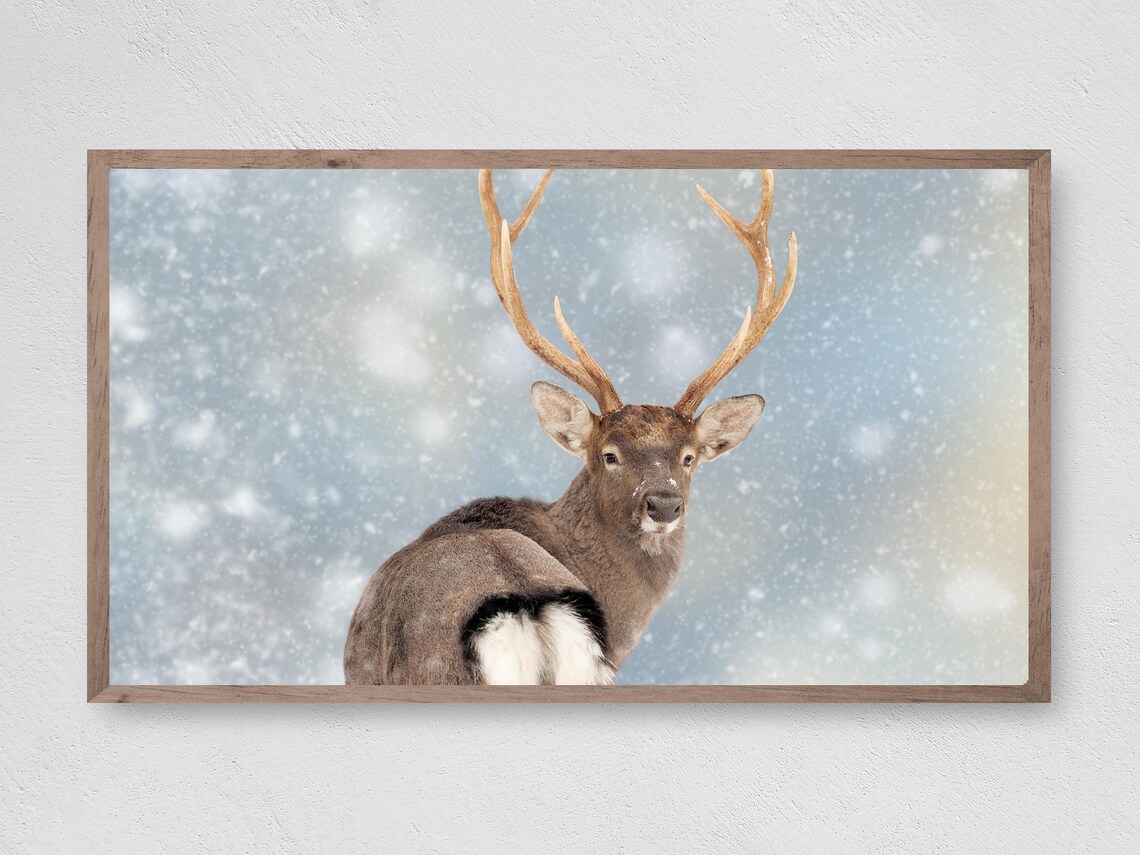 Reindeer Blizzard Christmas Art Print, Holiday Decor
