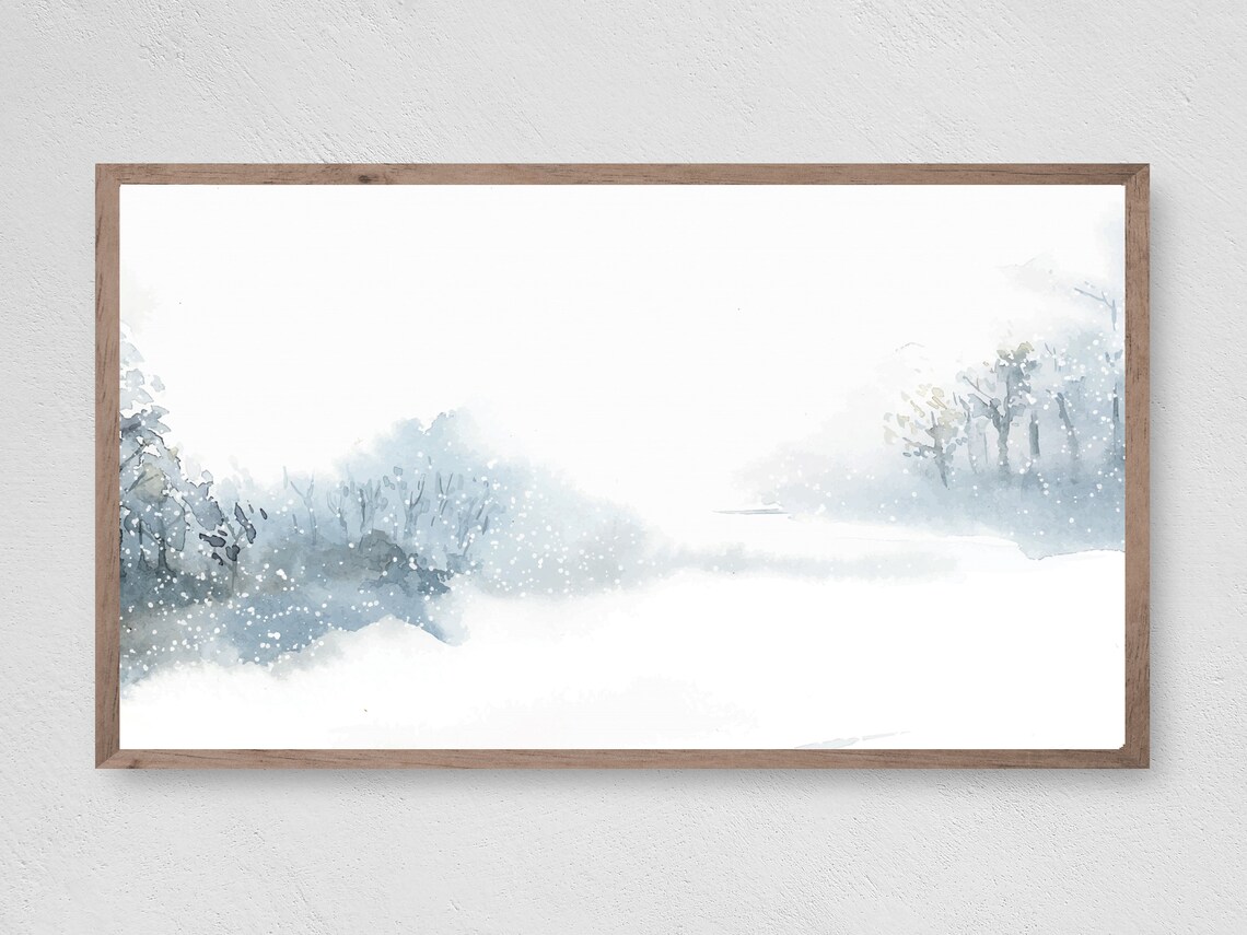 Winter Watercolor Christmas Snow TV Art Print