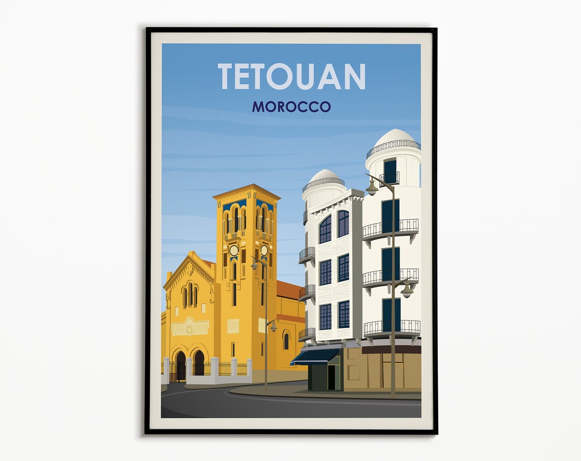 Tetouan Morocco Vintage Travel Poster with Old Town Street Scene - Image 2
