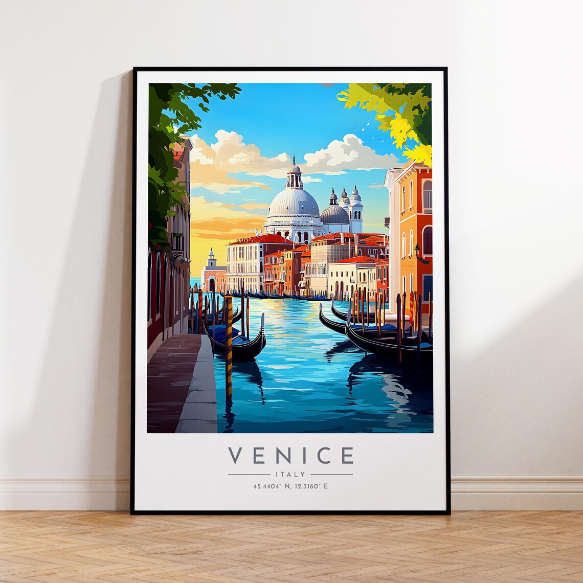 Venice Grand Canal Gondolas Santa Maria Salute Domes Travel Poster