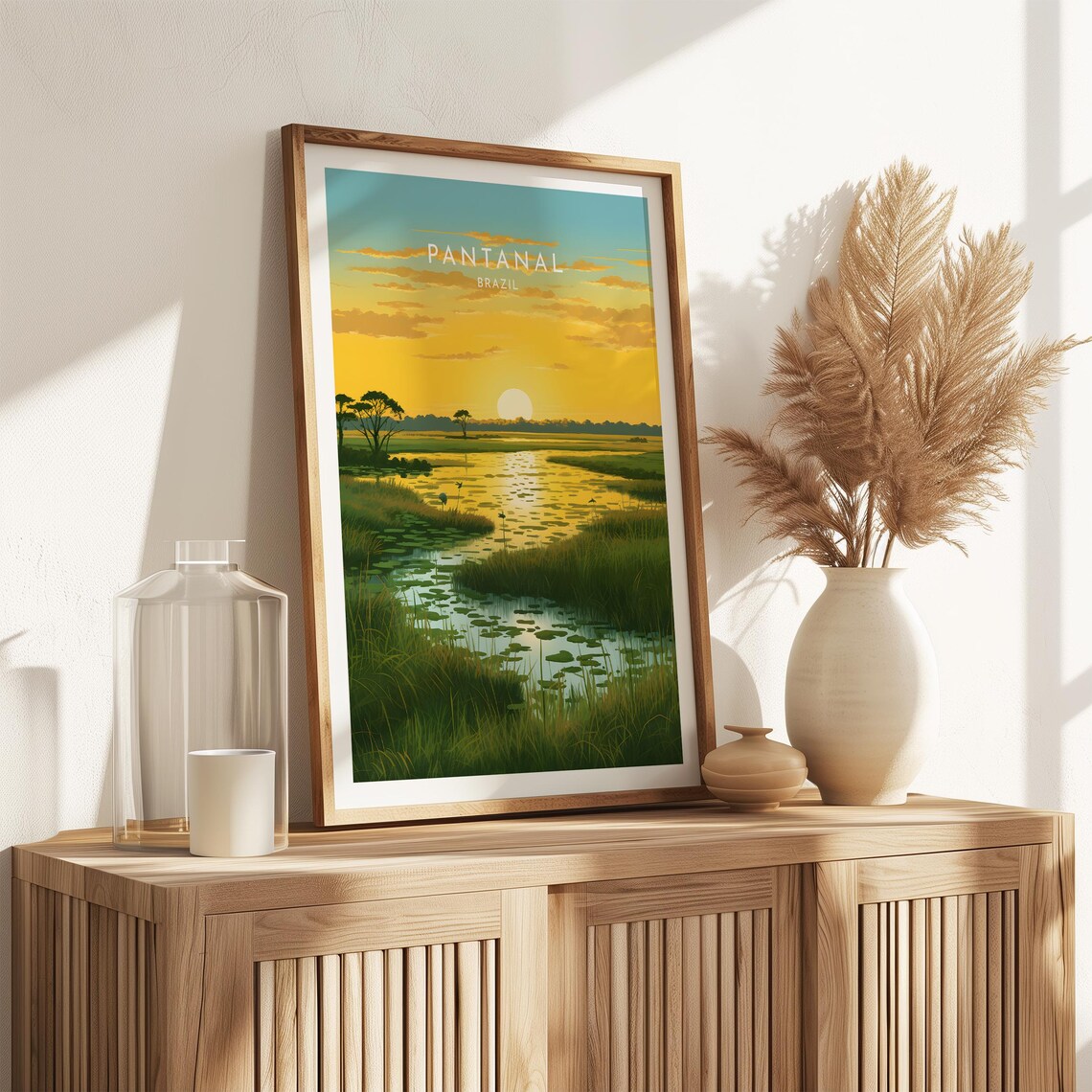 Pantanal Brazil Golden Sunset Wetlands Wildlife Wading Birds Poster - Image 2
