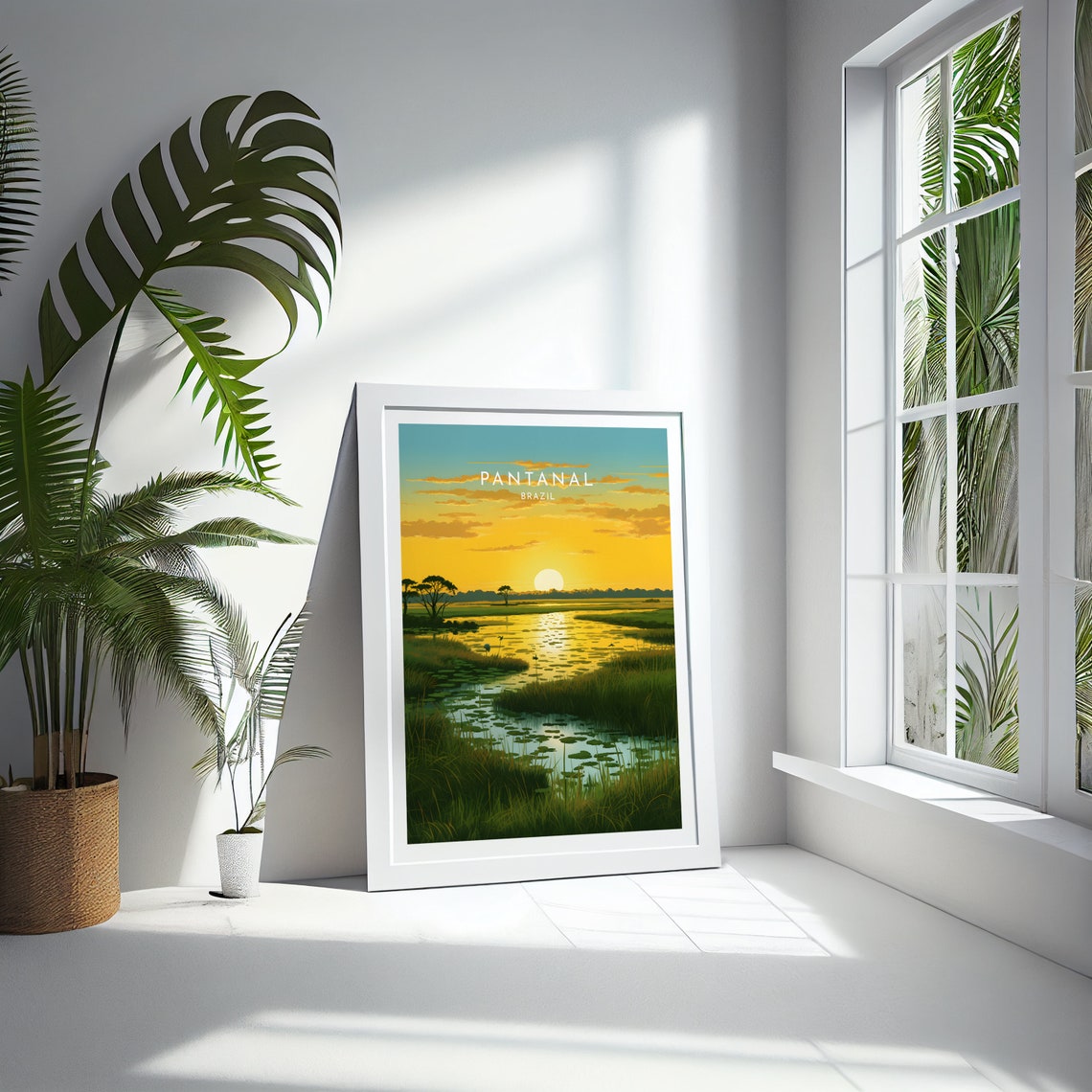 Pantanal Brazil Golden Sunset Wetlands Wildlife Wading Birds Poster - Image 4