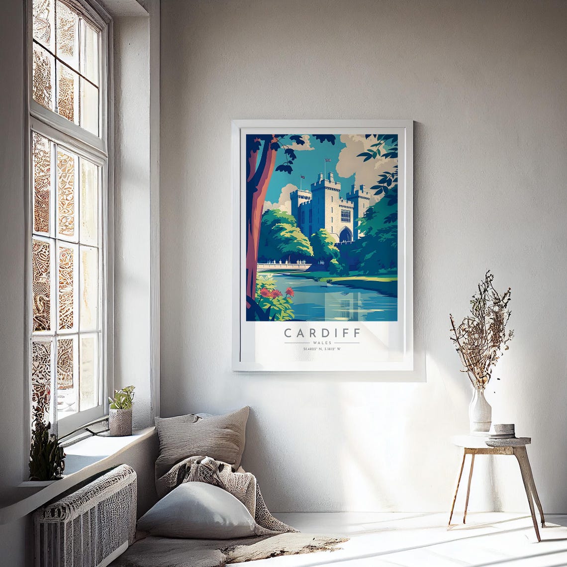 Cardiff Wales Castle Riverside Gardens Historic Castle View Poster - Image 4