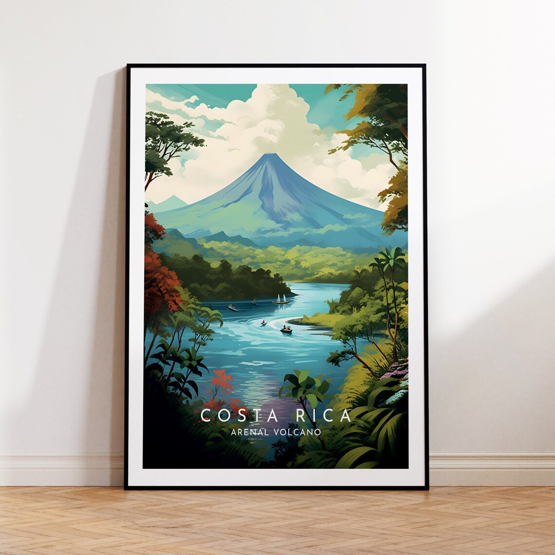 Costa Rica Travel Poster, Arenal Volcano