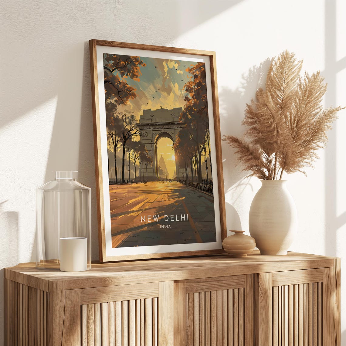 New Delhi India Gate Golden Sunset Birds Romantic Plaza View Poster - Image 2