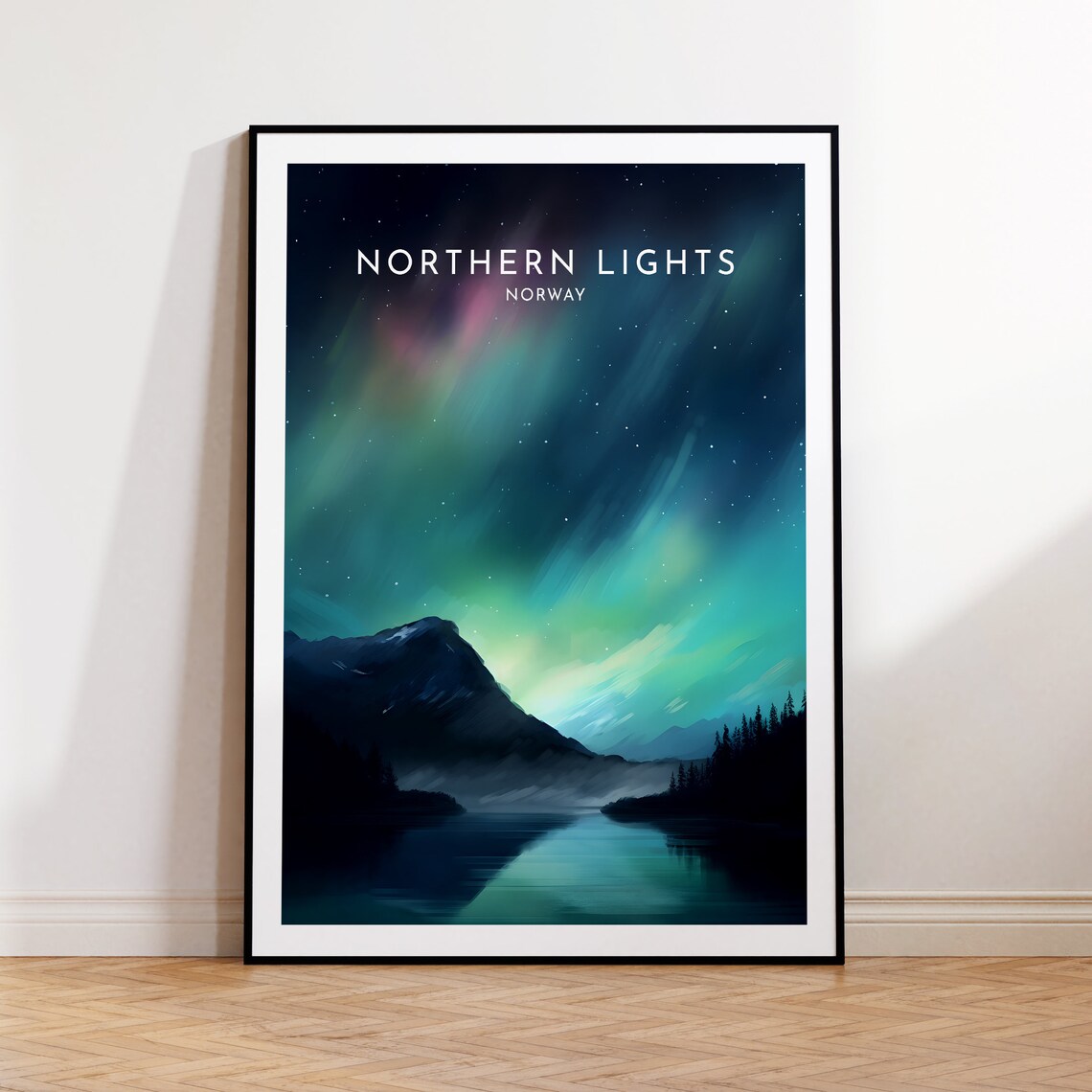 Northern Lights Travel Poster, Norway Home Decor
