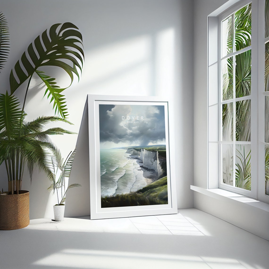 Dover England White Cliffs Moody Stormy Sea Coast Travel Poster - Image 4