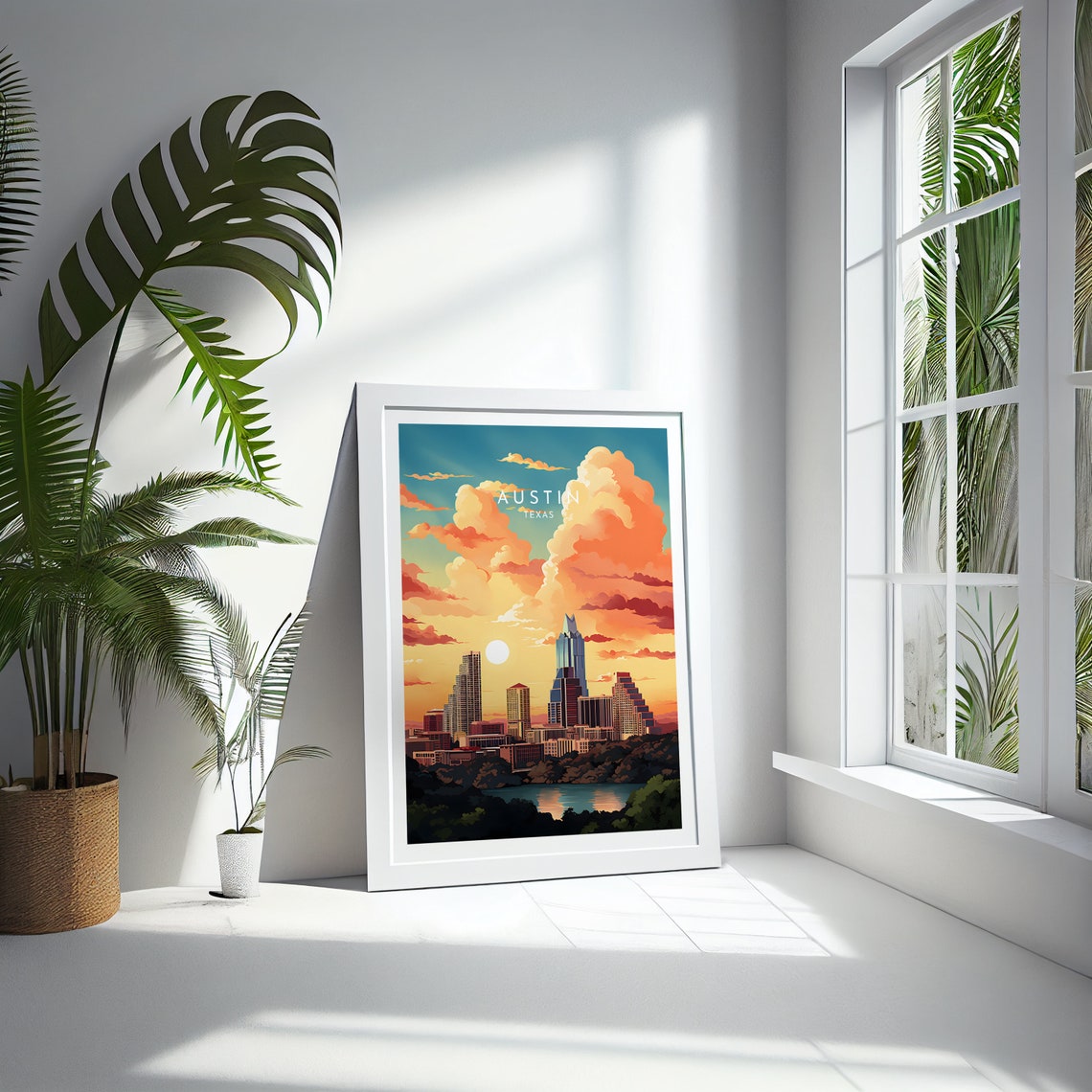 Austin Texas Sunset Downtown Skyline River Evening Glow Poster - Image 4