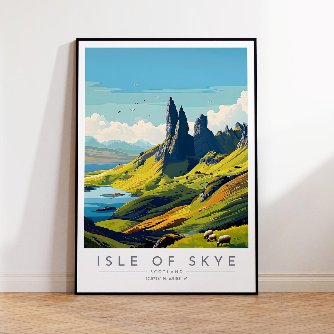 Isle of Skye Old Man of Storr Peaks Sheep Meadow Travel Poster