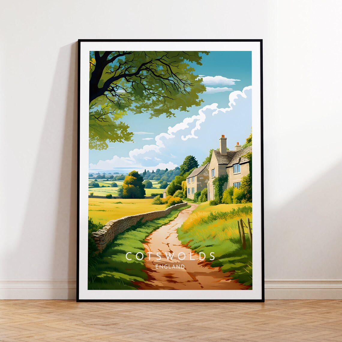 Cotswolds Travel Poster, England Home Decor