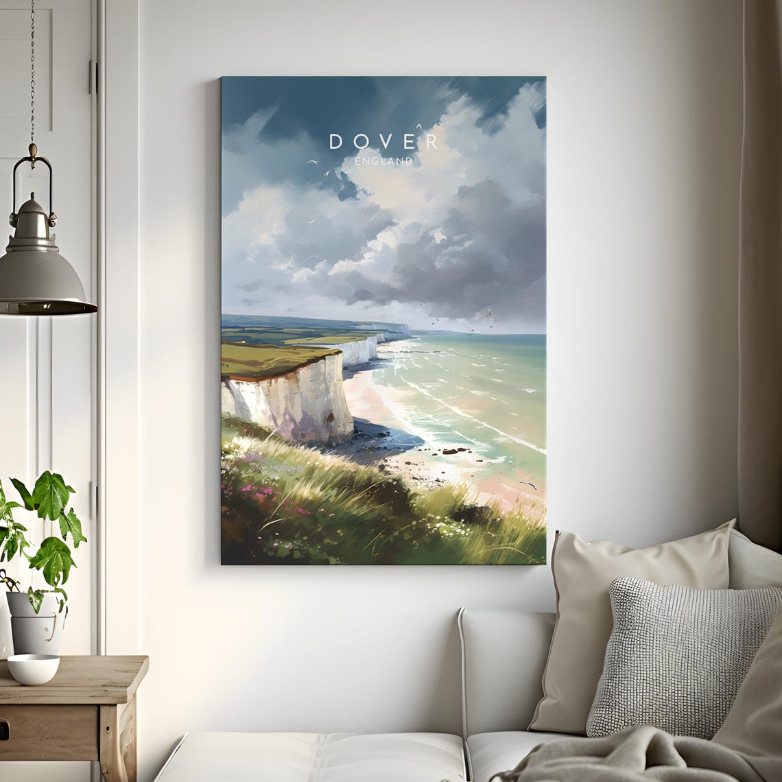 Dover England White Cliffs Sunny Day Wildflowers Travel Poster - Image 3