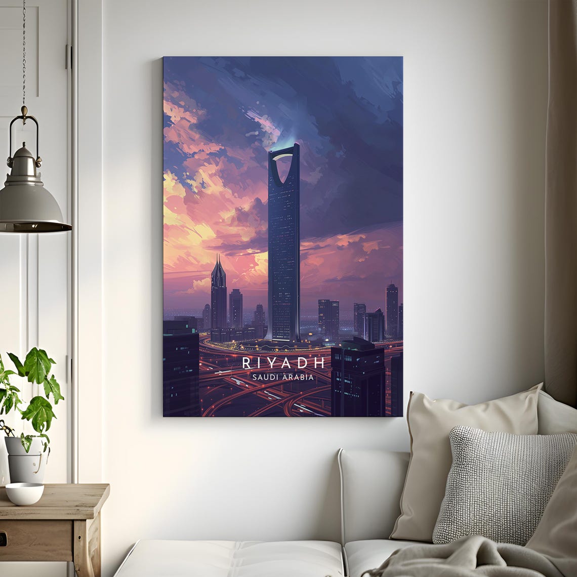 Riyadh Saudi Arabia Kingdom Centre Tower Dusk City Lights Poster - Image 3