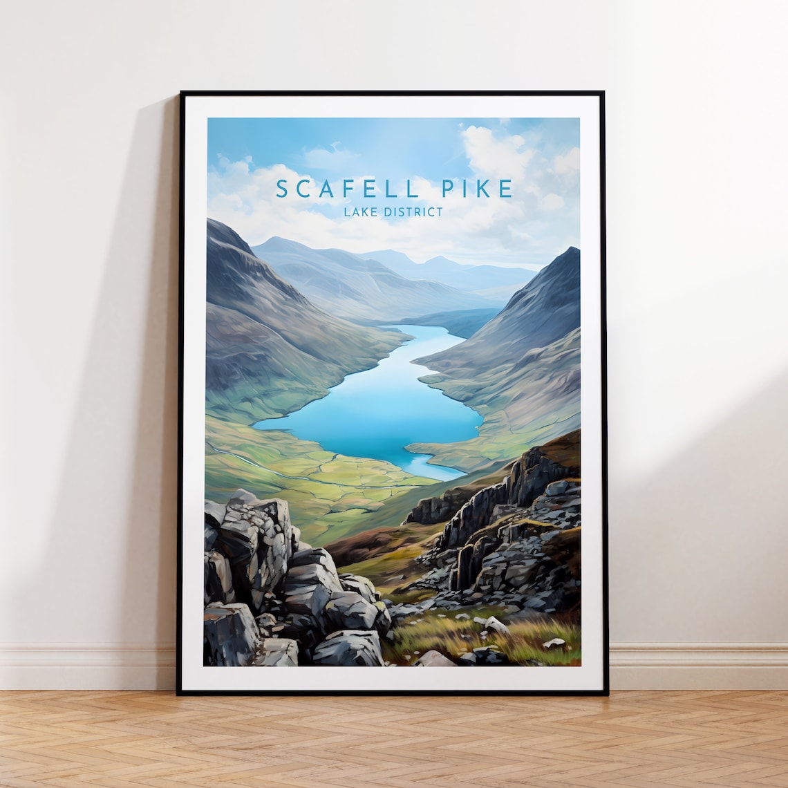 Scafell Pike Travel Poster, Lake District England