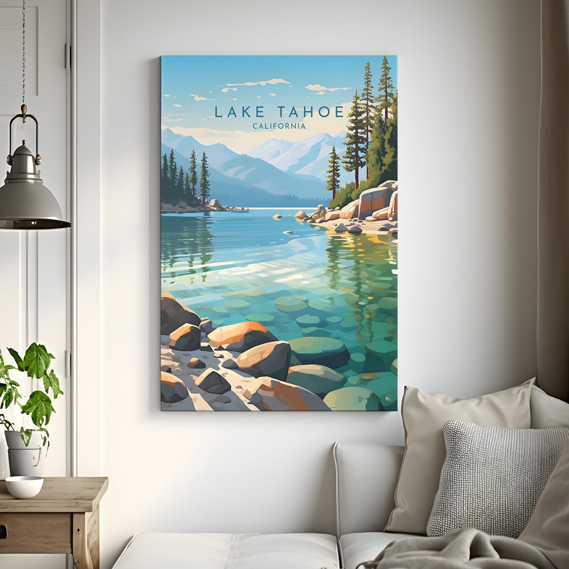 Lake Tahoe California Crystal Clear Rocky Shore Alpine View Poster - Image 3