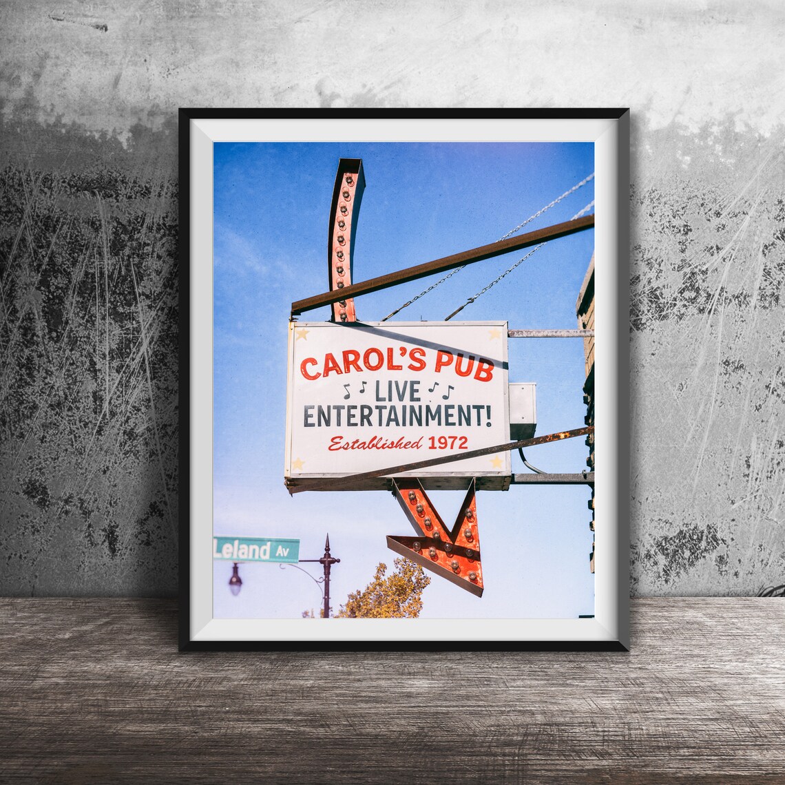 Carols Pub Live Entertainment 1972 Neon Sign Uptown Chicago Poster