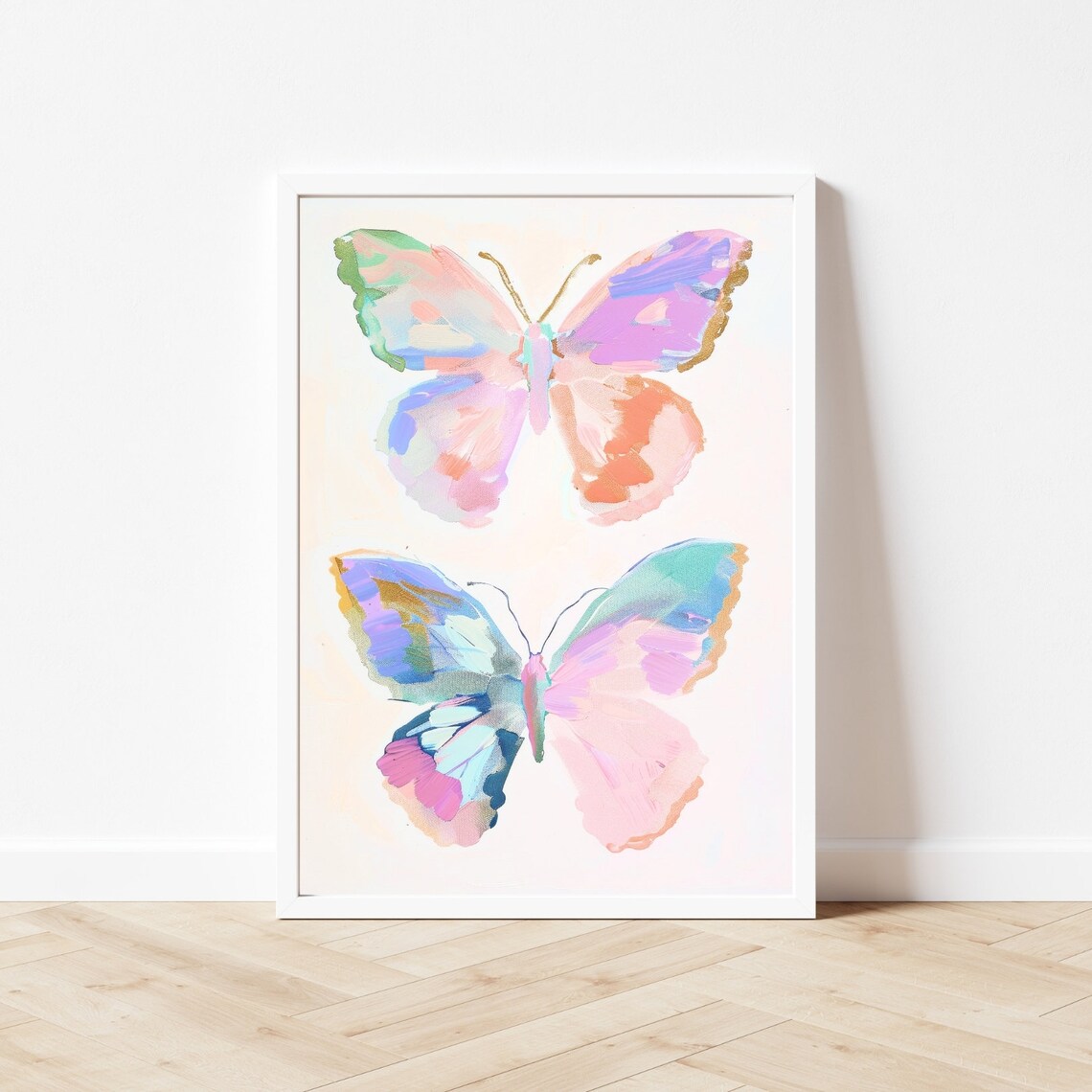 Two Pastel Butterflies Watercolor Tween Room Art Print - Image 3